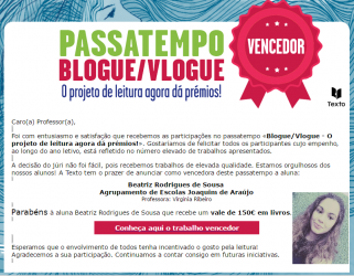 Vencedora Passatempo BLOGUE/VLOGUE - Editora Texto 