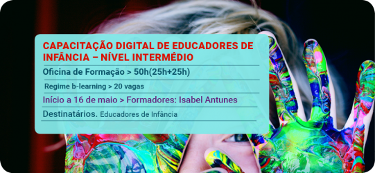 Capacitação Digital de Educadores de Infância – Nível Intermédio | Isabel Antunes | Início a 16 de maio
