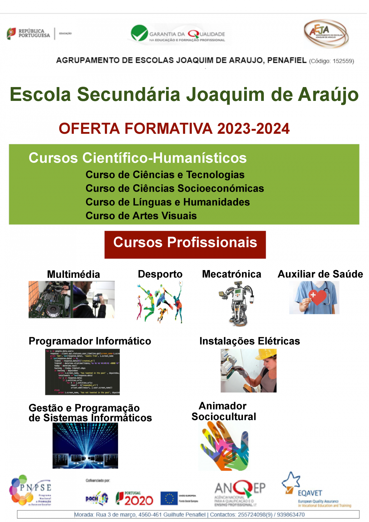 Oferta Formativa - Escola Secundária Joaquim de Araújo 2023-2024